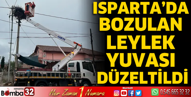 Bozulan leylek yuvası düzeltildi