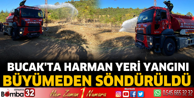 Bucak'ta harman yeri yangını büyümeden söndürüldü