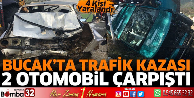 Bucak'ta trafik kazası 2 otomobil çarpıştı