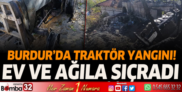 Burdur'da traktör yangını