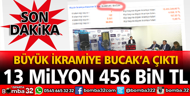 BÜYÜK İKRAMİYE BUCAK'A ÇIKTI