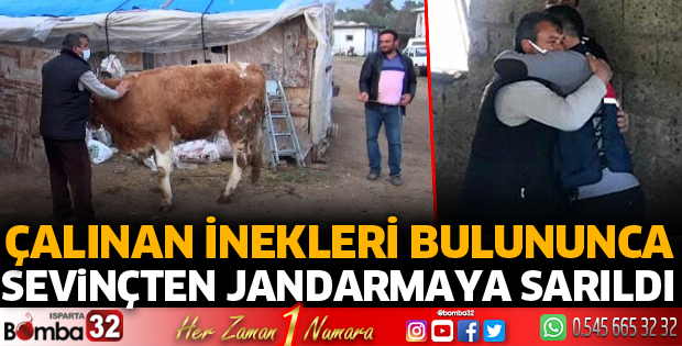 Çalınan inekleri bulununca sevinçten jandarmaya sarıldı