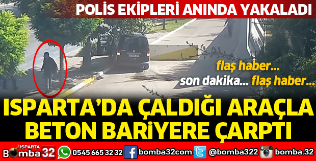ÇALINTI ARAÇLA BETON BARİYERE ÇARPTI