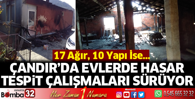 Çandır'da evlerde hasar tespit çalışması