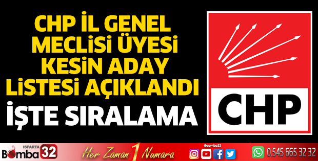 CHP İl Genel Meclis Üyesi kesin aday listesi