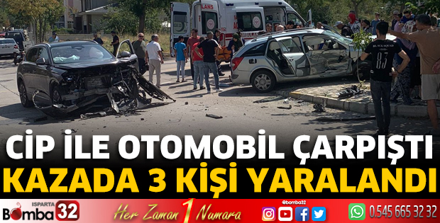 Cip ile otomobil çarpıştı 3 yaralı