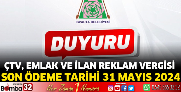 ÇTV, emlak ve ilan reklam vergisi son ödeme tarihi 31 Mayıs 2024