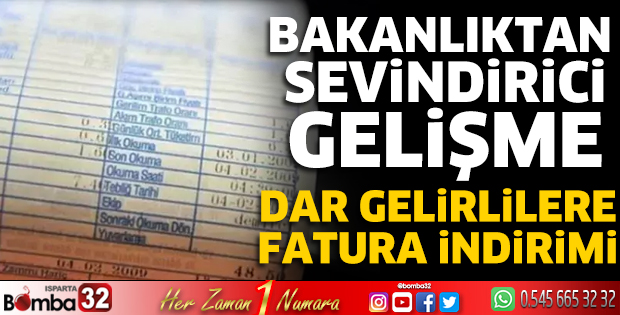 Dar Gelirlilere Fatura İndirimi