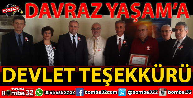 DAVRAZ YAŞAM HASTANESİNE DEVLET TEŞEKKÜRÜ