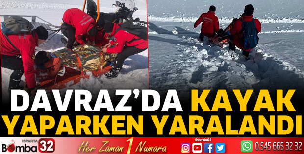 Davraz’da kayak yaparken yaralandı