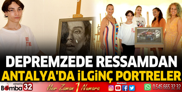 Depremzede ressamdan Antalya'da ilginç portreler