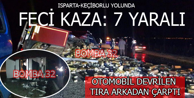 DEVRİLEN TIRA ARKADAN ÇARPTI
