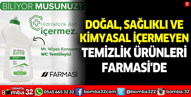 Doğal ve sağlıklı ve kimyasal içermeyen temizlik ürünleri Farmasi'de.