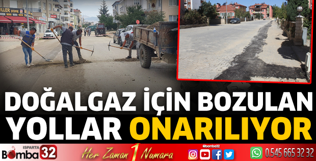 Doğalgaz için bozulan yollar onarılıyor