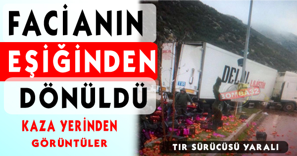 Domates Yüklü Tır Orta Refüje Çıktı