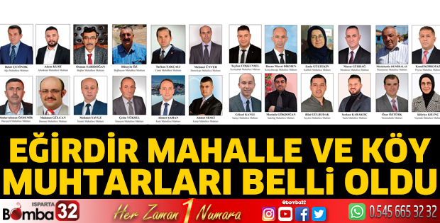 Eğirdir mahalle ve köy muhtarları belli oldu