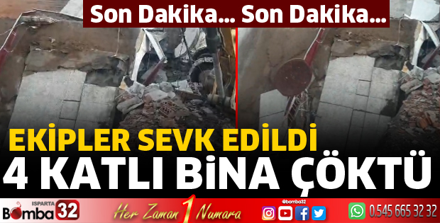 Eğirdir'de 4 katlı bina çöktü!