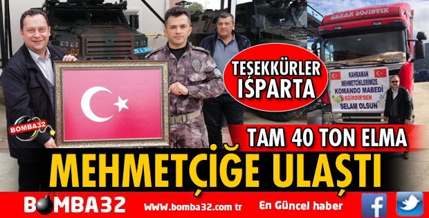 EĞİRDİR'DEN 40 TON ELMA MEHMETÇİĞE ULAŞTI!