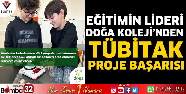 Eğitimin lideri Doğa Koleji’nden TÜBİTAK proje başarısı