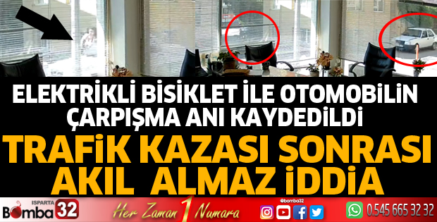 Elektrikli bisiklet ile otomobil çarpıştı