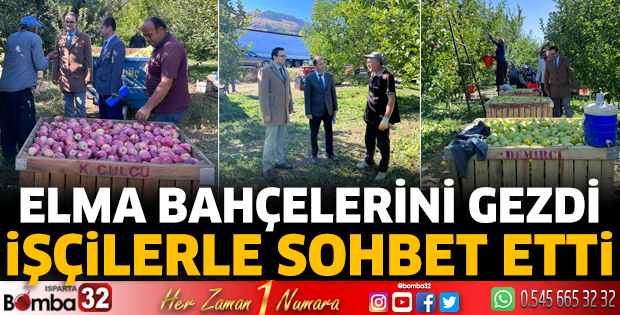 Elma bahçelerini ziyaret etti