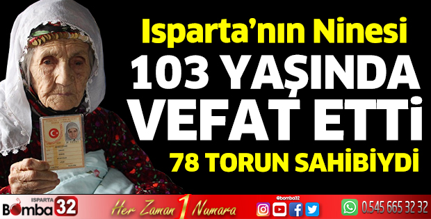Emine nine 103 yaşında vefat etti