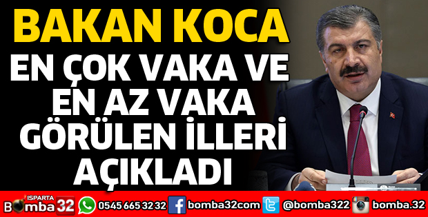 EN ÇOK VAKA VE EN AZ VAKA GÖRÜLEN İLLERİ AÇIKLADI