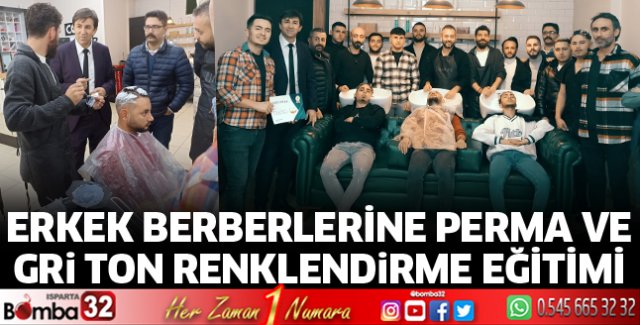 Erkek berberlerine perma ve gri ton renklendirme eğitimi