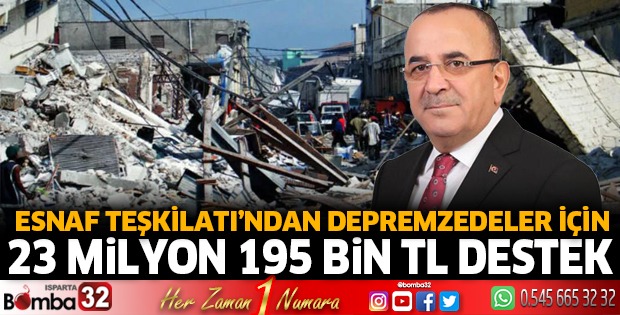 ESNAF TEŞKİLATI’NDAN DEPREMZEDELER İÇİN 23 MİLYON 195 BİN LİRALIK DESTEK 
