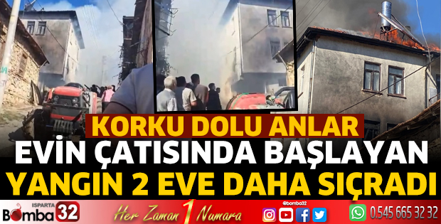 Evin çatısında başlayan yangın 2 eve daha sıçradı