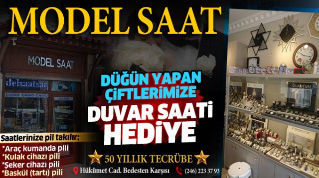 Evlenen çiftlerin düğün hediyesi Model Saat'den