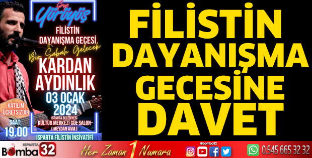Filistin Dayanışma Gecesi organizasyonuna davet
