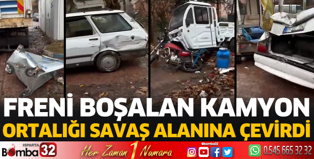 Freni boşalan kamyon dehşet saçtı 