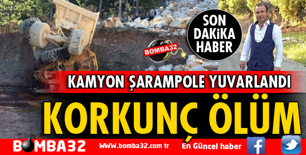 FRENİ BOŞALAN KAMYON UÇURUMA YUVARLANDI
