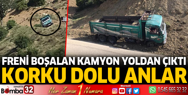Freni boşalan kamyon yoldan çıktı