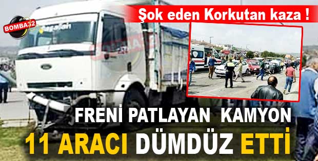 Freni Patlayan Kamyon Işıktaki Araçlara Çarptı: 8 Yaralı