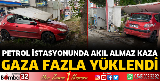 Gaza fazla yüklenince kaza yaptı