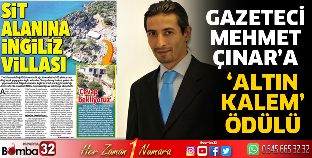 Gazeteci Mehmet Çınar'a Altın Kalem ödülü