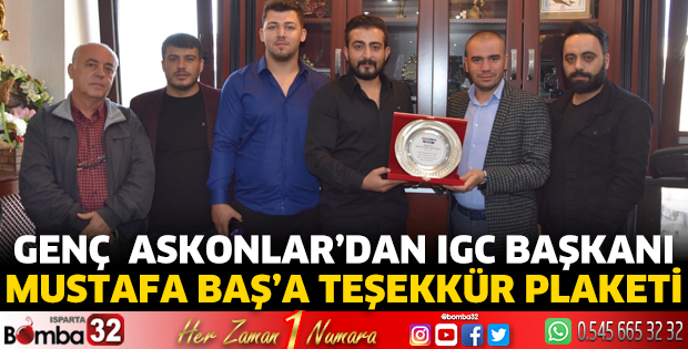 Genç  Askonlar’dan IGC Başkanı Mustafa  Baş’a teşekkür plaketi 