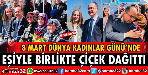 GÖKMENOĞLU KADINLARA ÇİÇEK DAĞITTI