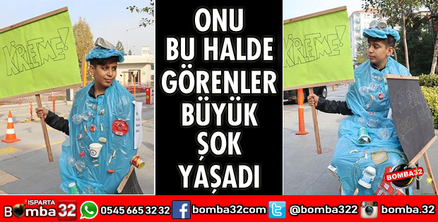 GÖL KIYISINDA TOPLANAN ÇÖPLERDEN YAPTIĞI GİYSİYİ ÜZERİNDE SERGİLEDİ