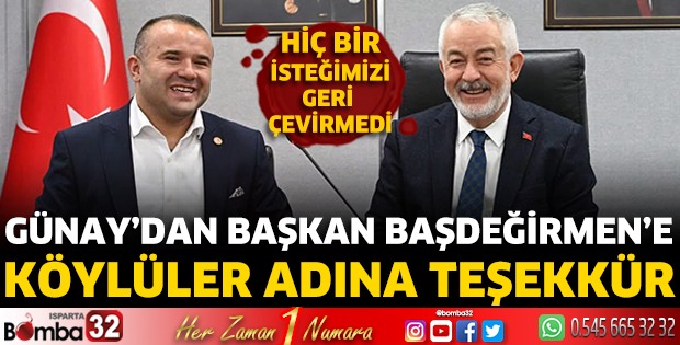 Günay'dan Başkan Başdeğirmen'e köylüler adına teşekkür 