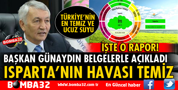 GÜNAYDIN BELGELERLE AÇIKLADI: ISPARTA'NIN HAVASI TEMİZ