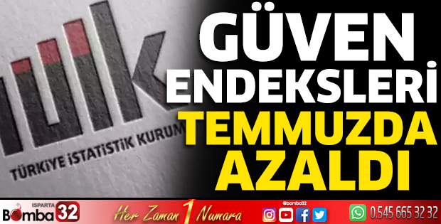 Güven endeksleri temmuzda azaldı