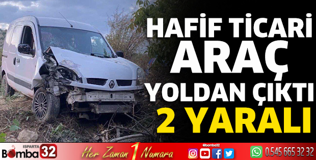 Hafif ticari araç yoldan çıktı 2 yaralı 