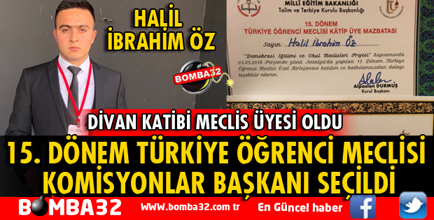 HALİL İBRAHİM ÖZ ÖĞRENCİ MECLİSİ KOMİSYONLAR BAŞKANI SEÇİLDİ