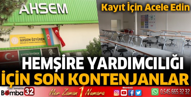 Hemşire yardımcısı alanımızda son kontenjanlar