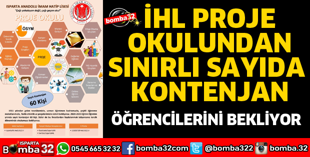 İHL PROJE OKULUNDAN SINIRLI SAYIDA KONTENJAN