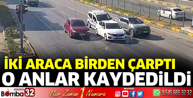 İki araca birden çarptı