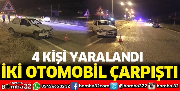 İKİ OTOMOBİL ÇARPIŞTI 4 YARALI VAR